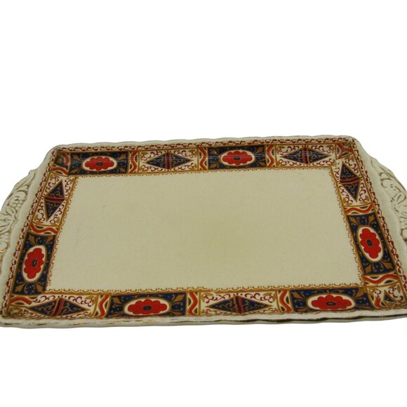 GRINDLEY CERAMIC Tray Ornate Handles Geometric Floral Border England Vintage 11" - Picture 10 of 10
